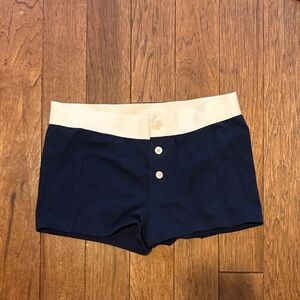 Brandy Melville High Waist Navy and Cream Shorts